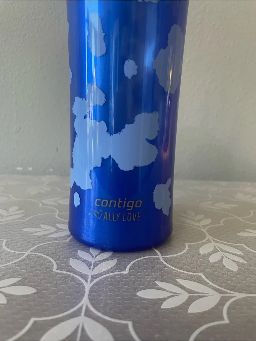 CONTIGO Ally Love Blue Metallic  Tumbler with Light Blue Pattern NEVER USED